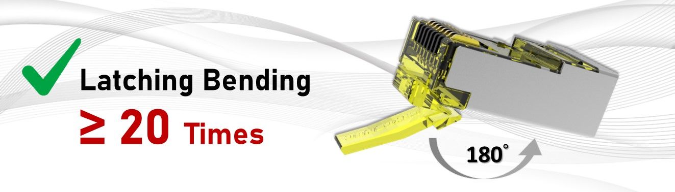 Gele STP RJ45-stekkervergrendeling buigt meer dan 20 keer